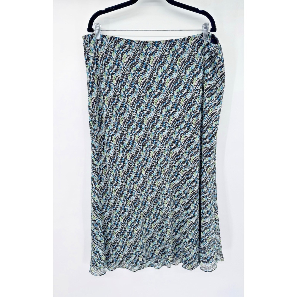 Lane Bryant Geometric Blue Flowy 90s Y2K Fairy Skirt Sheer stretch- 50 in waist